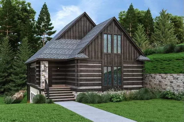 Alternate 2-Story Bungalow with Dark Brown Logs