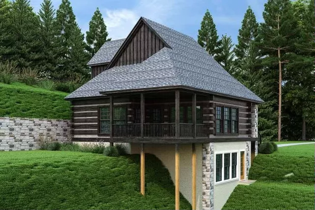 Rear and Left Side with Basement in Dark Brown