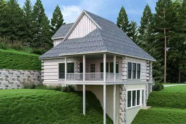 Rear and Left Side with Basement in Light Grey