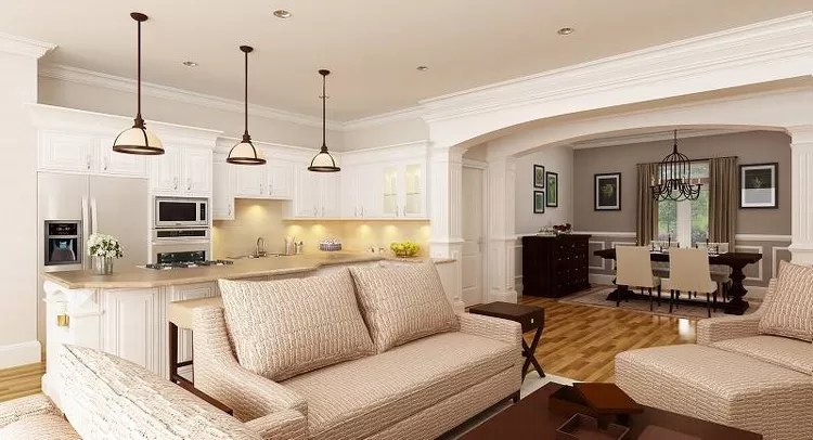 Living room and looking toward the kitchen