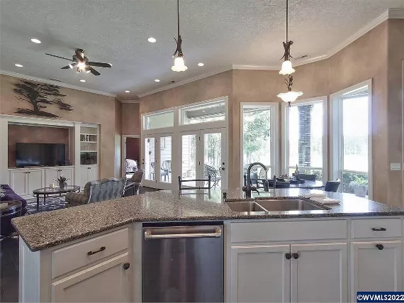 Spacious Kitchen View into Nook and Family Room