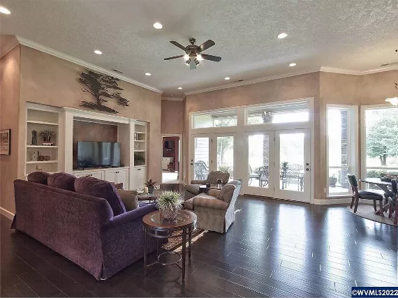 Stunning Family Room Featuring French Doors