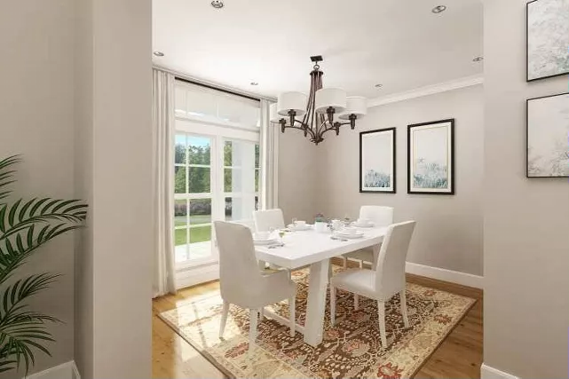 Formal dining as viewed from living room