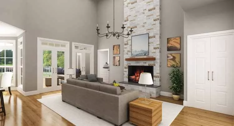 living room looking toward rear porch