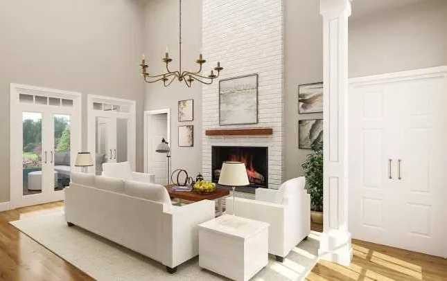 living room looking toward rear porch
