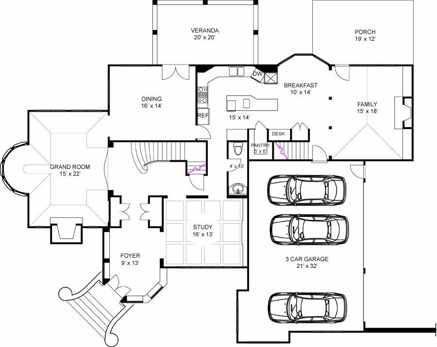 Plan With 4 Bedrooms And 3 5 Baths, 6000 Sq Ft House Plans With Basement