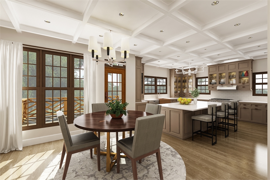 A Dream Kitchen with Tray Ceiling and Large Island