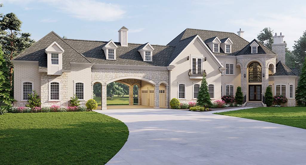 2 Story European House Plan With Porte Cochere Plan 9650