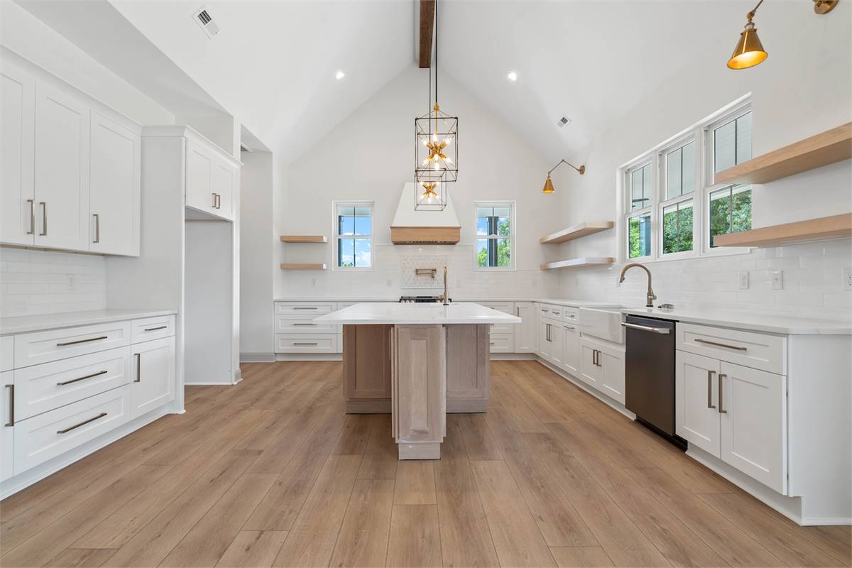Bright Kitchen View with Vaulted Ceiling and Natural Light