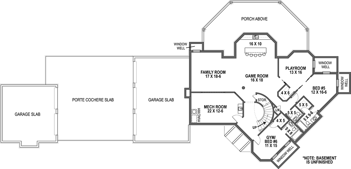 Basement Floor Plan image of Lady Rose House Plan