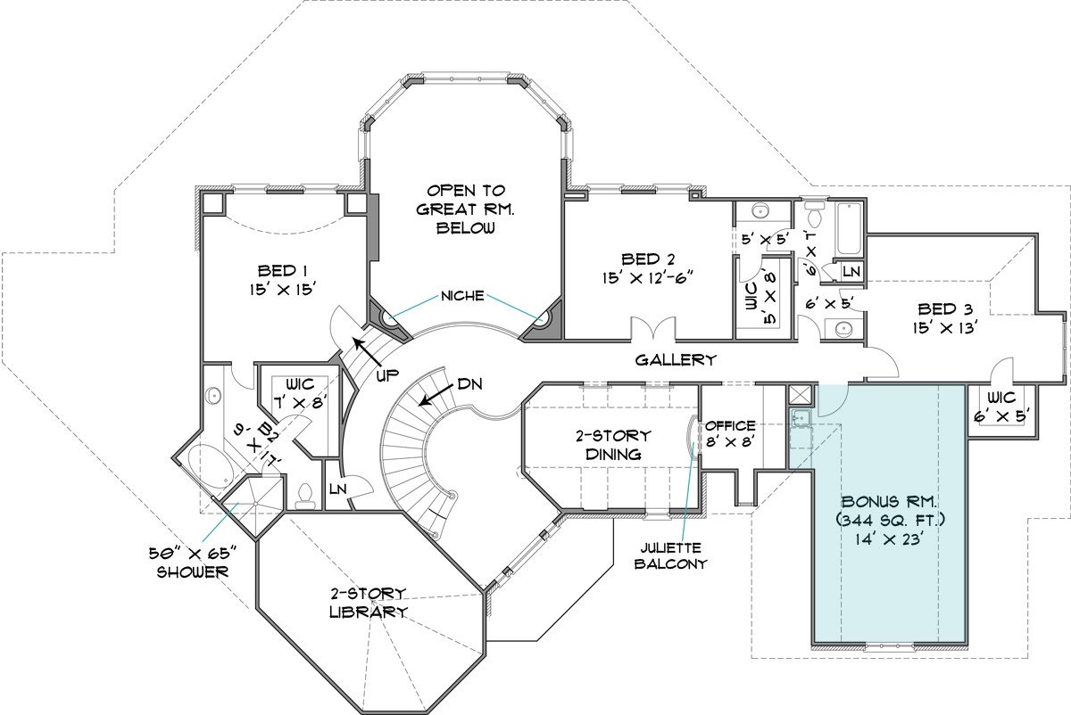 Colonial House Plan with 4 Bedrooms and 3.5 Baths  Plan 6001