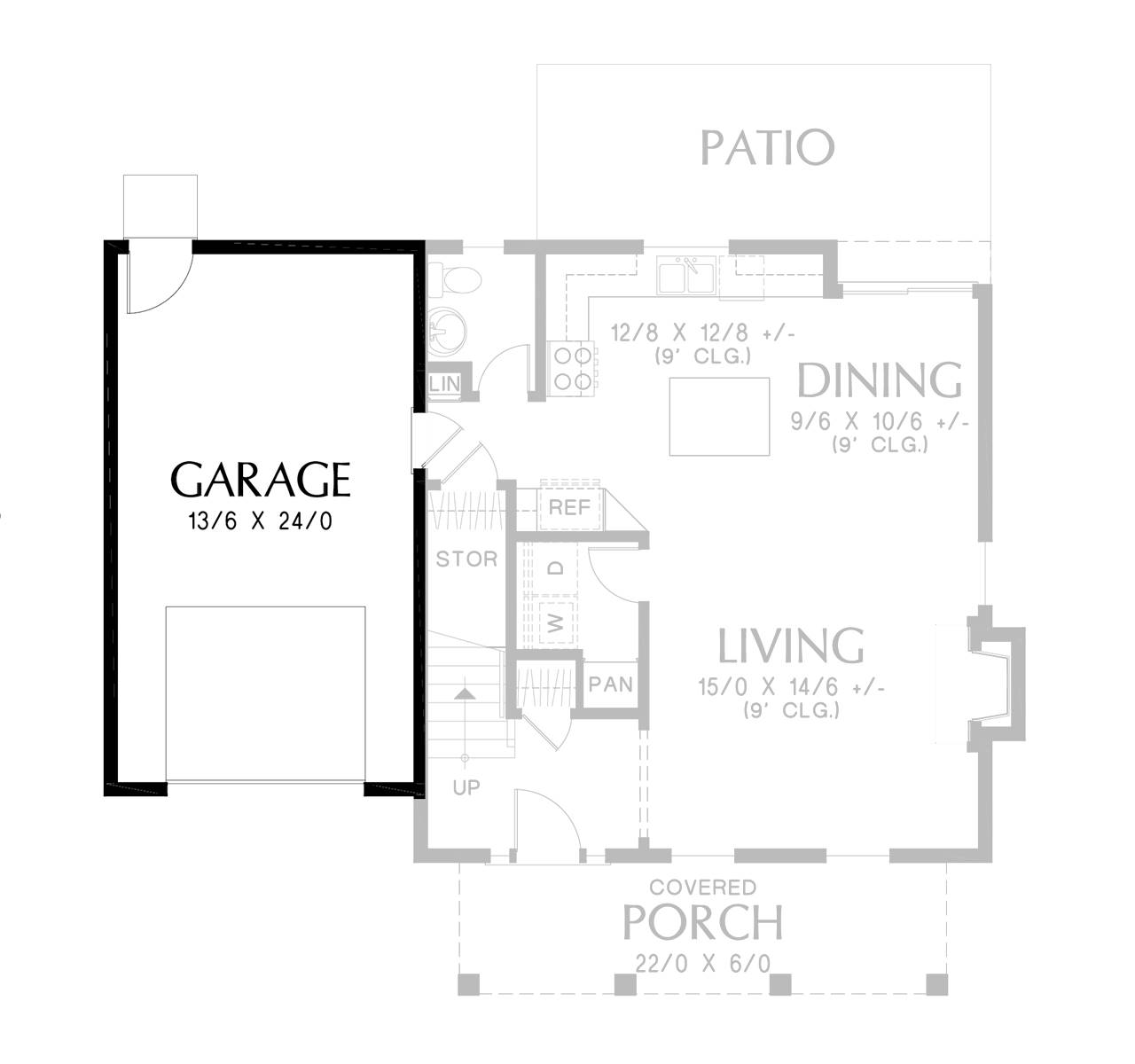 1 Car Garage Option Floor Plan image of Williamsburg House Plan