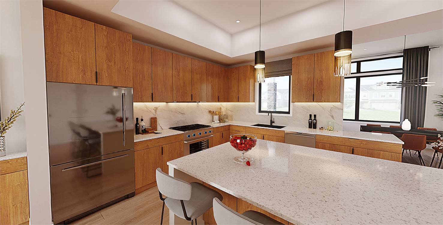 Chefs Kitchen with Upscale Appliances and Island Seating
