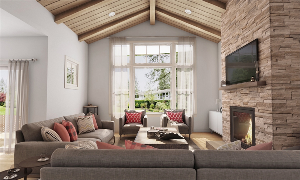 Gorgeous Great Room with Natural Light and Vaulted Ceiling