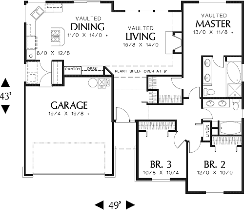 Farm House House Plan with 3 Bedrooms and 2.5 Baths - Plan 2421