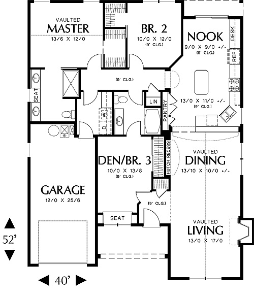 Cottage House Plan with 3 Bedrooms and 2.5 Baths - Plan 5260