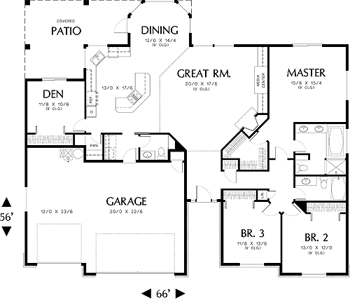 Country House Plan with 3 Bedrooms and 2.5 Baths - Plan 2461