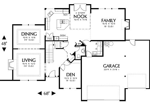 Contemporary House Plan with 3 Bedrooms and 2.5 Baths - Plan 2555