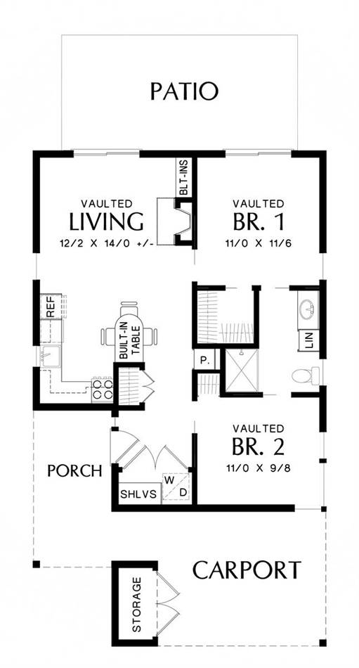 Contemporary House Plan With 2 Bedrooms And 1 5 Baths Plan 1714