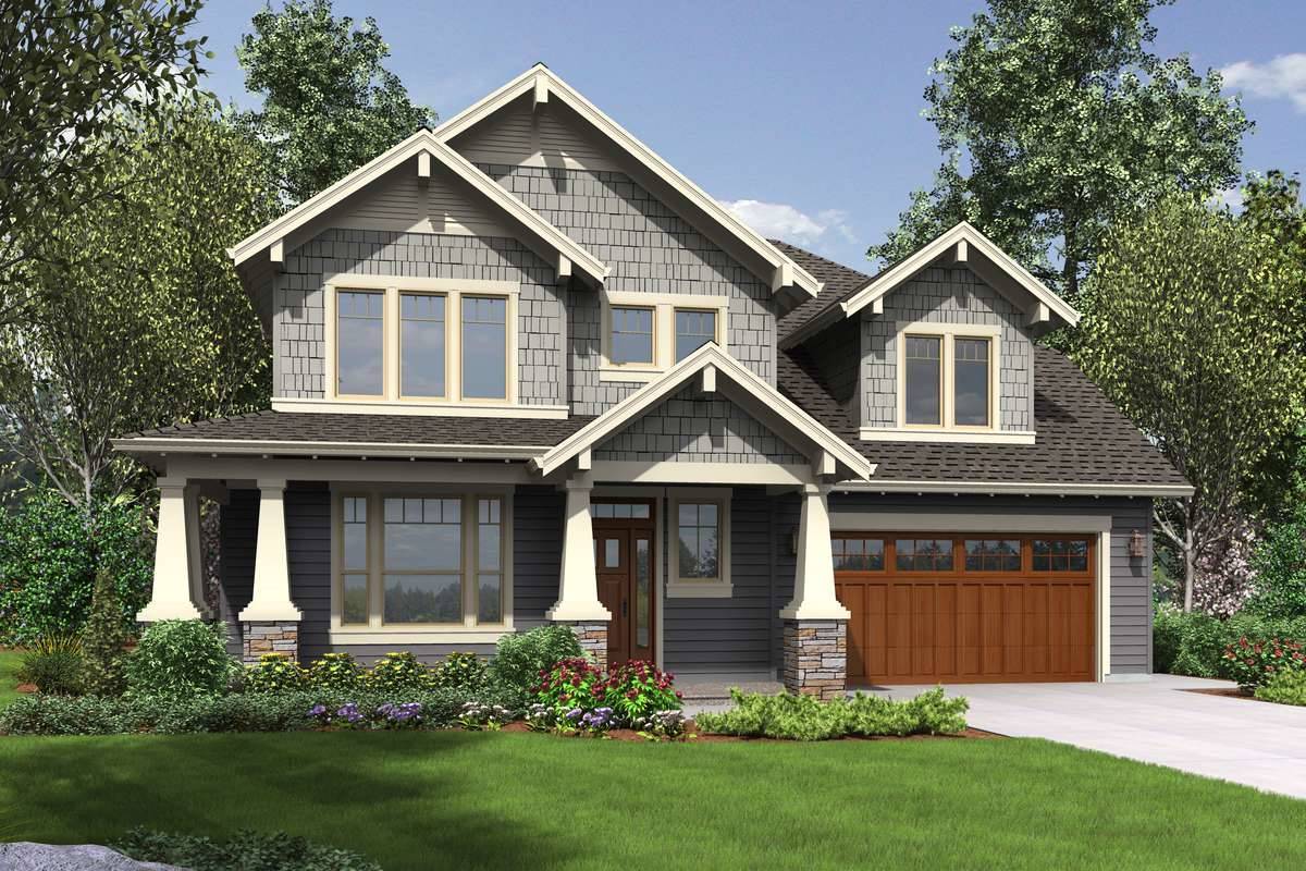 Craftsman Style House Plan 5193 The Hood River Plan 5193   5193 Front Rendering 6438 