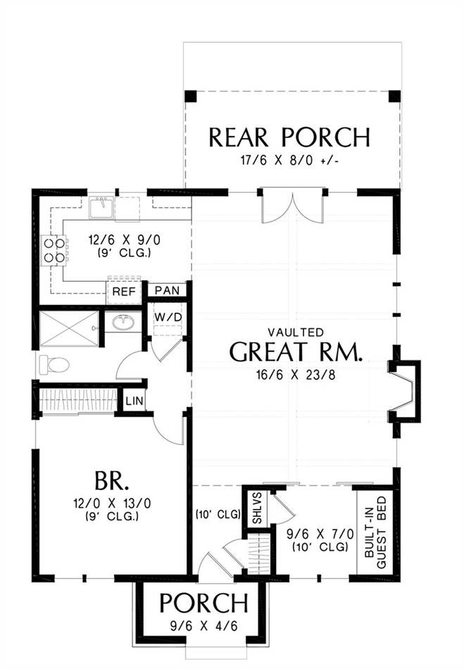 Country Style House Plan 7235, 1 Bedroom Guest House Floor Plans