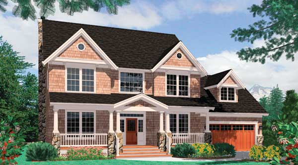 Front Rendering image of Cornish House Plan