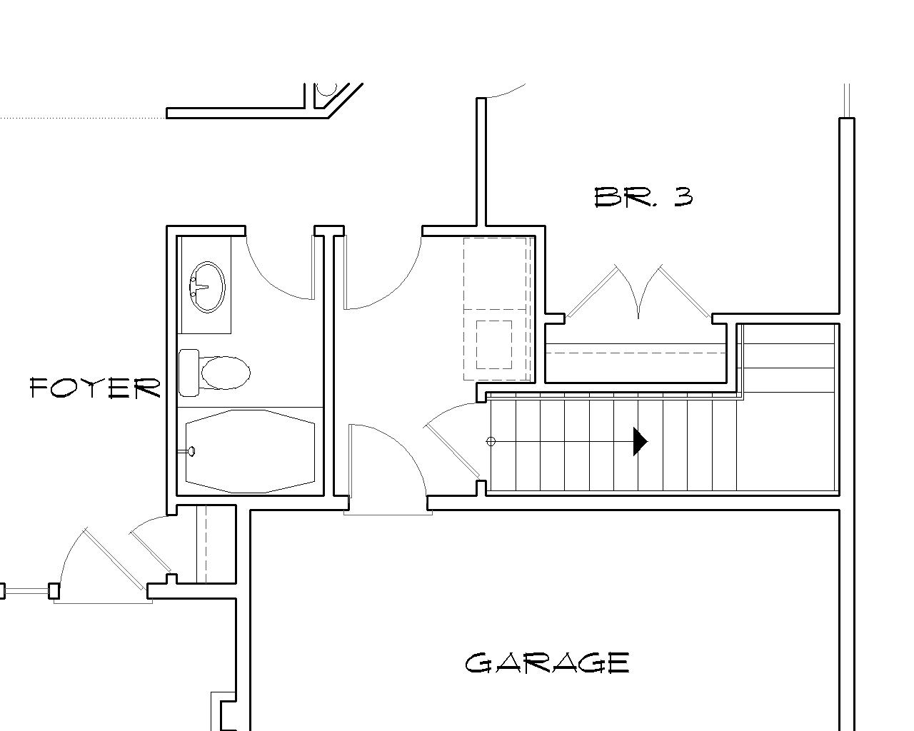 Stair Location for Basement Version image of Hooksett House Plan