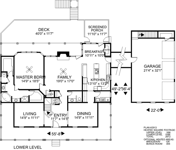 Cottage House Plan with 4 Bedrooms and 3.5 Baths - Plan 6256