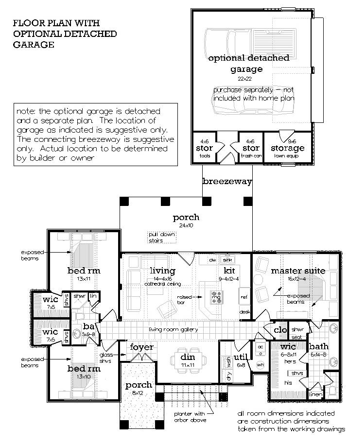 Floor Plan with optional detached Garage