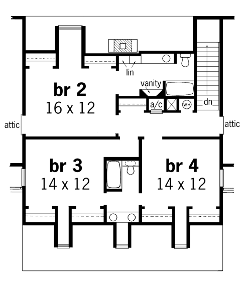 Second Floor Plan image of Banner Hall-3000 House Plan