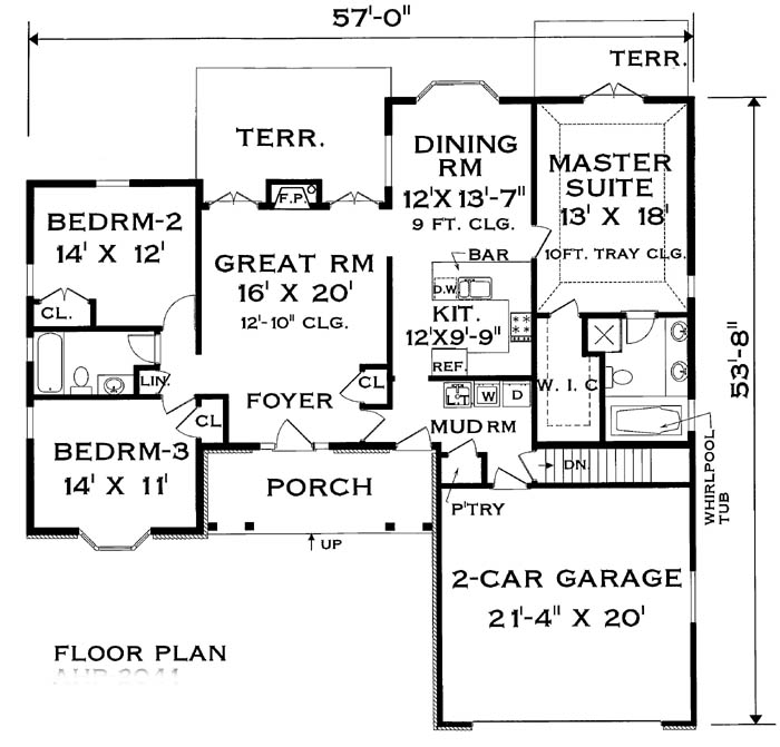 3 Bedrooms and 2.5 Baths - Plan 1605