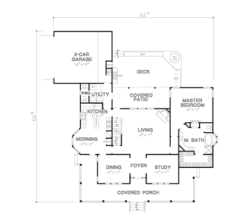 Cottage House Plan with 3 Bedrooms and 2.5 Baths - Plan 5419