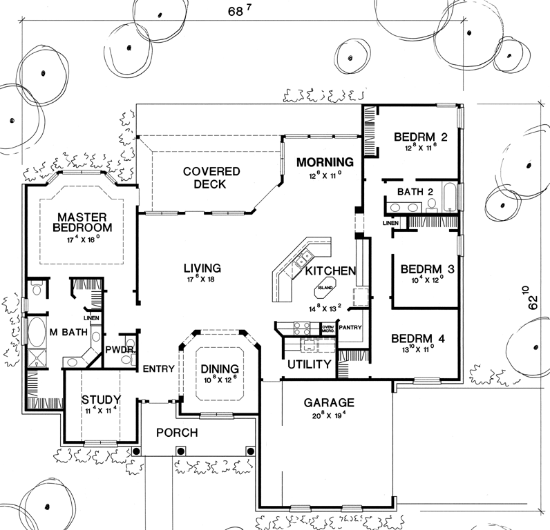  Contemporary  House  Plan  with 4 Bedrooms and 2 5 Baths 