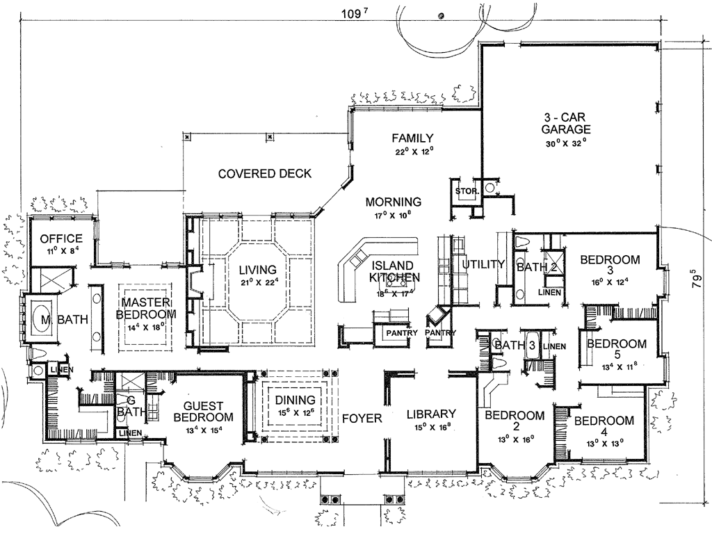 Contemporary House Plan with 6 Bedrooms and 4.5 Baths - Plan 3752