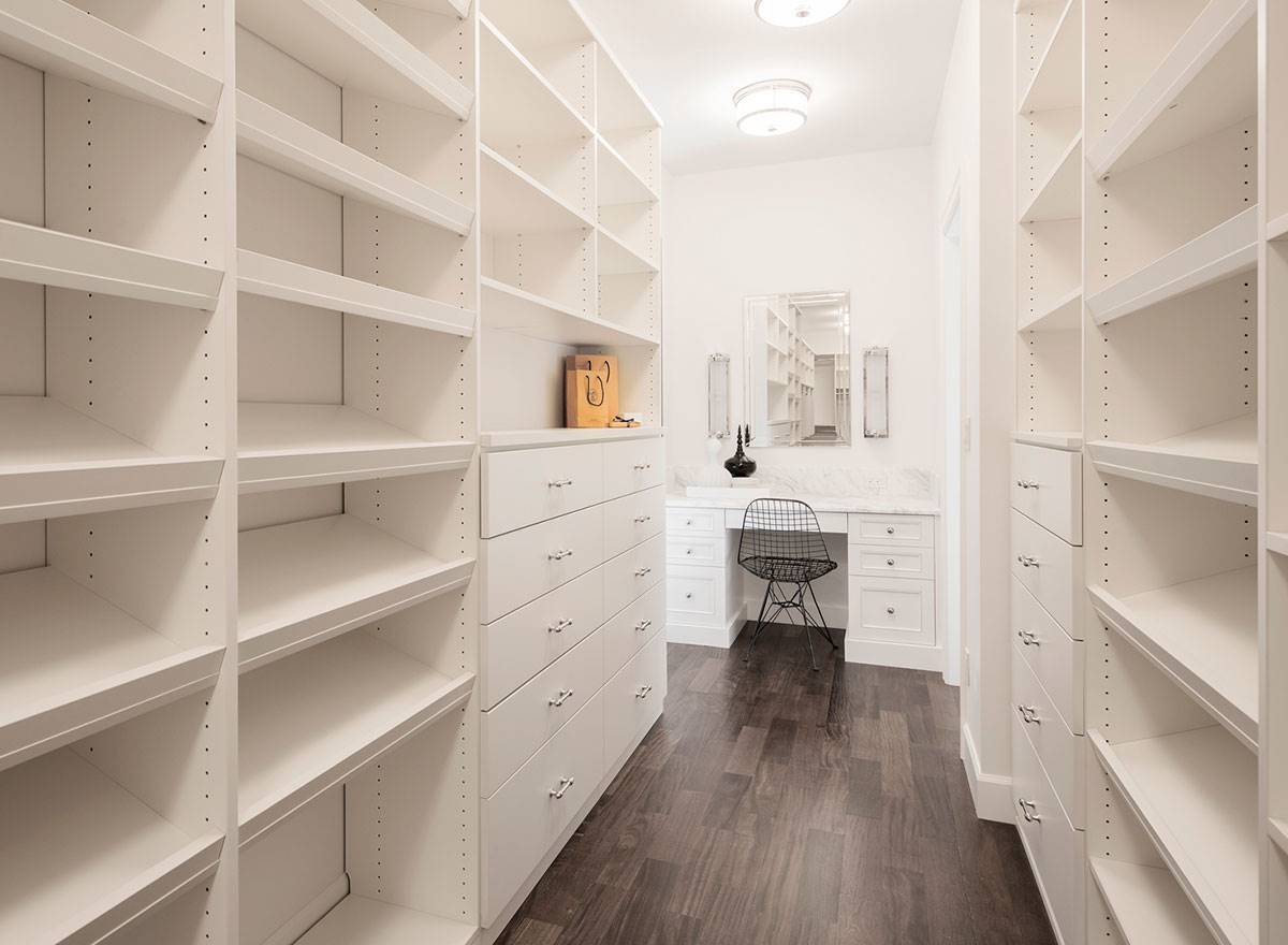 Master Bedroom Walk-In Closet with Built In shelving