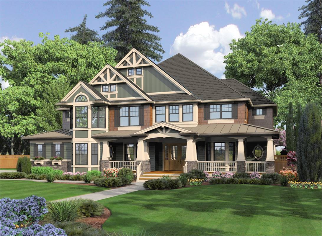Gorgeous Front Rendering Featuring Craftsman Elements