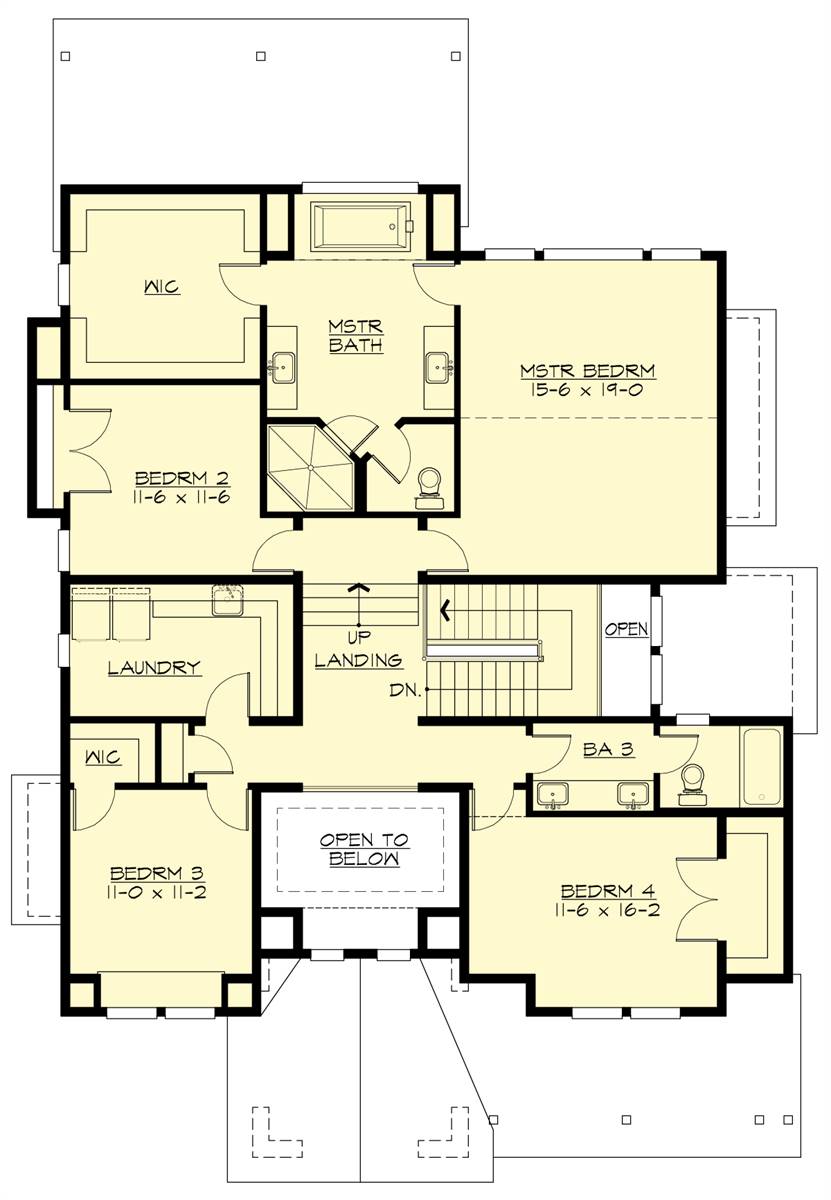 Country House Plan with 5 Bedrooms and 4.5 Baths Plan 7464