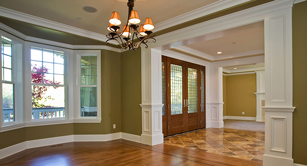 Lavish Entry into Foyer with Dining Room View