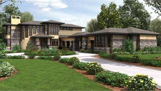 Large Contemporary House Plans with Daylight Basement by DFD House Plans