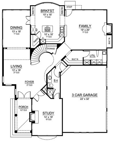 Two story home design with game room - Plan 4874