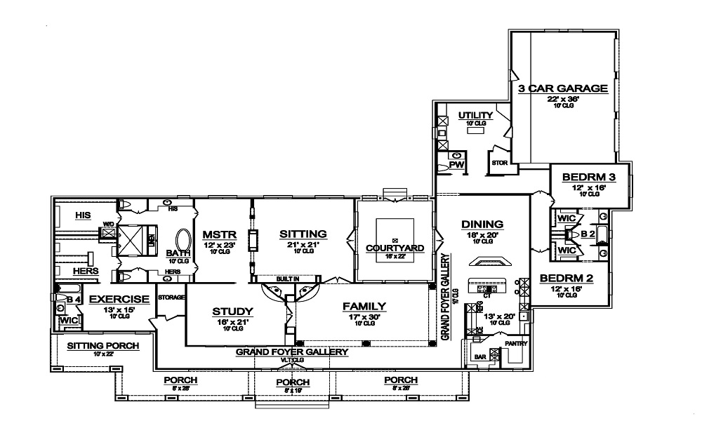 Craftsman House Plan with Courtyard - Plan 5465 - Plan 5465