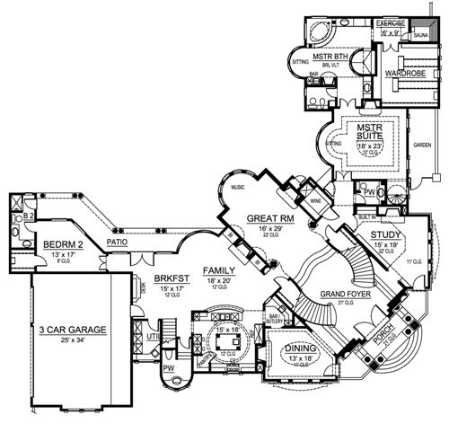 Mediterranean House Plan with 4 Bedrooms and 4.5 Baths - Plan 4703