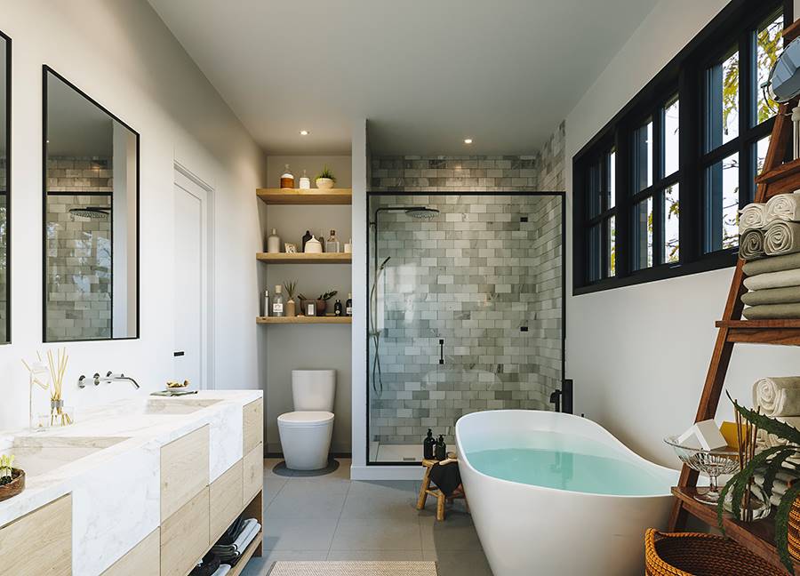 Spa-Like Master Bathroom with Double Vanity and Soaking Tub