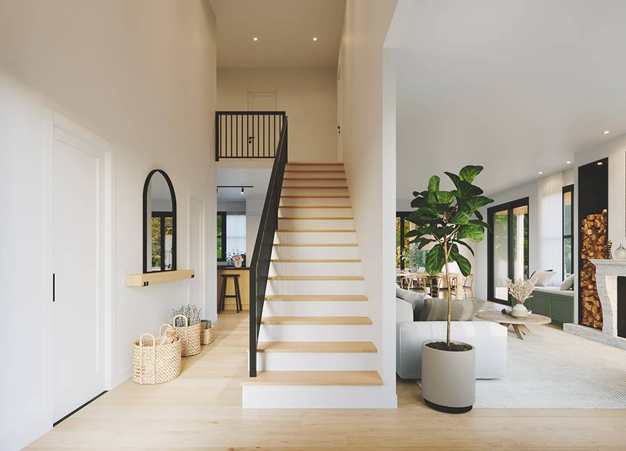 Beautiful Entry View Featuring View into Living Room