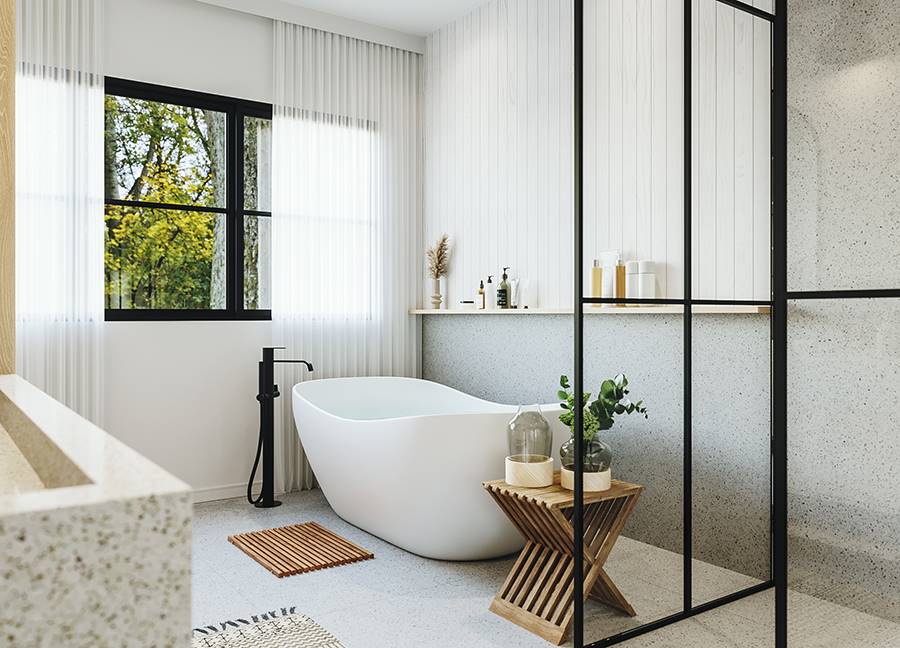 Lavish Master Bathroom with Soaking Tub and Walk-in Shower