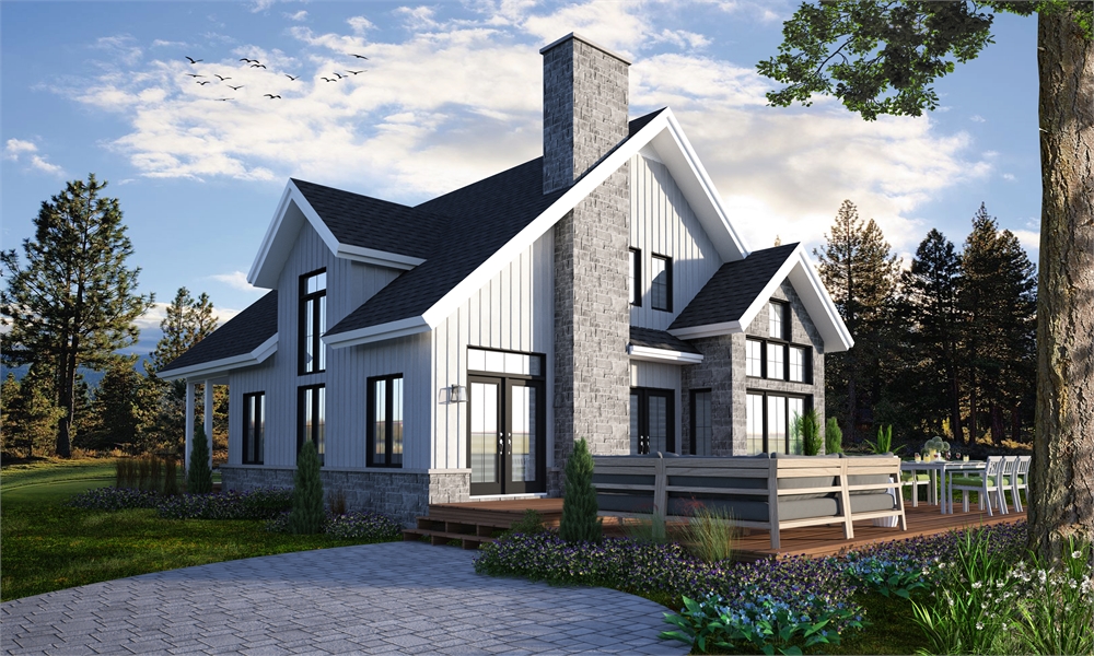 Side and Front View of Beautiful Vacation Farmhouse image of The Touchstone 3 House Plan