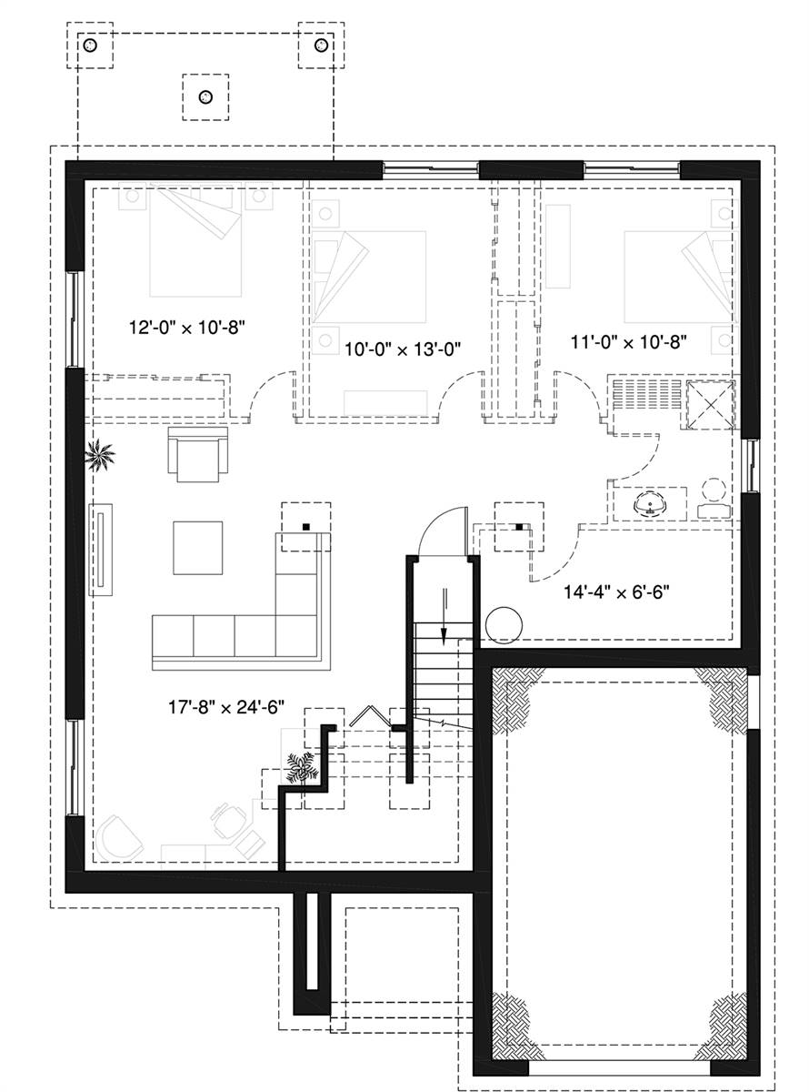 Two Bedroom Contemporary House Plan, House Plans With 2 Bedrooms In Basement