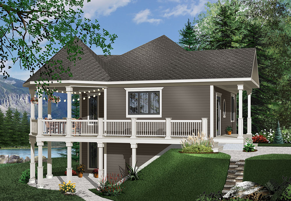 One story Cottage House Plan Plus Basement Plan 1200