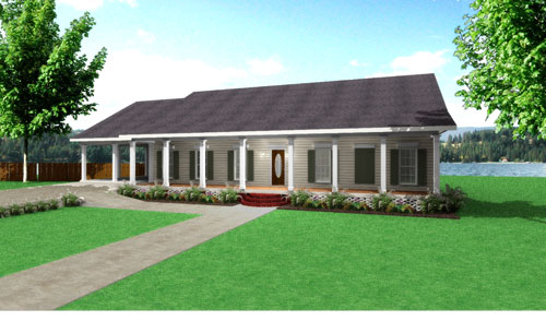 FRONT RENDERING image of Lakeside House Plan