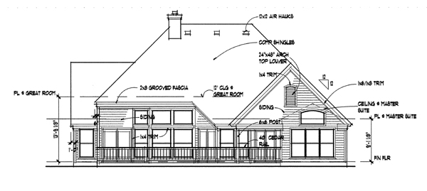 Rear Elevation image of The Oakwood House Plan